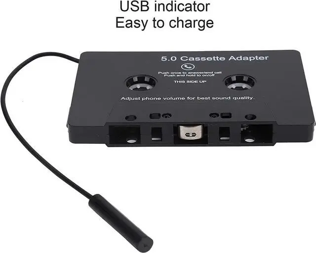 Alt view image 5 of 7 - Car Bluetooth Cassette Adapter Control Box Adaptor MP3 Player Audio Converter with USB Charging LED Indicator 10m Distance