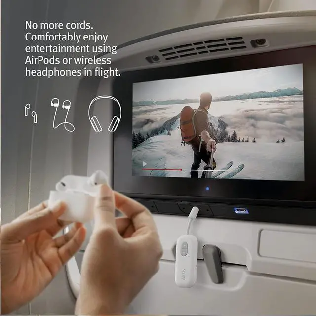 Alt view image 4 of 7 - AirFly SE | Bluetooth Wireless Transmitter/Adapter for AirPods/Wireless or Noise-Cancelling Headphones use on Airplanes and Gym Equipment 20+ hr Battery Life