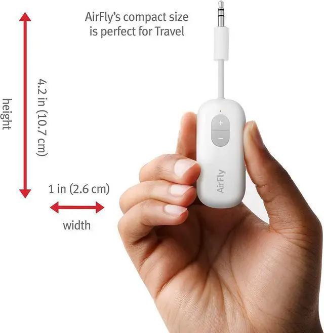 Alt view image 3 of 3 - AirFly SE | Bluetooth Wireless Audio Transmitter Adapter for AirPods/Headphones 20+ Hr Battery Works with 3.5mm aux Jacks on Airplanes TVs Gym Equipment and Travel