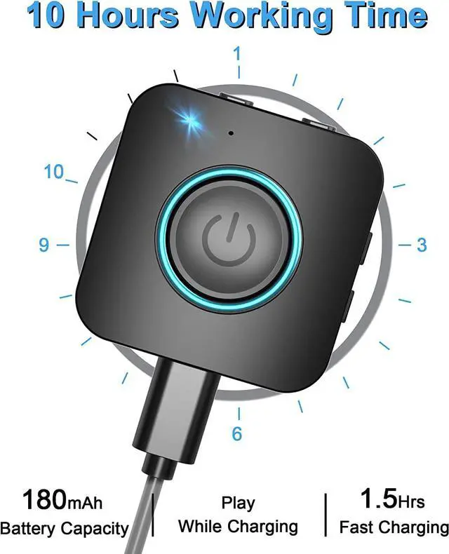 Alt view image 3 of 6 - Bluetooth Transmitter Receiver, LAICOMEIN V5.0 2-in-1 Adapter, Wireless for TV PC MP3 Gym Airplane, Receiver Speakers Headphones Boat Car
