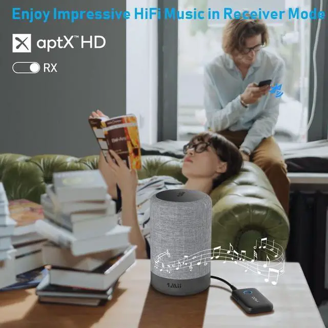 Alt view image 3 of 7 - YMOO Bluetooth 5.3 Transmitter Receiver for TV/Airplane, Supports 2 Headphones/Speaker with AptX Adaptive & Low Latency, 3.5mm Jack Aux HiFi Stereo Wireless Audio Adapter for Flight, Travel, Planes