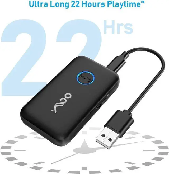 Alt view image 6 of 7 - YMOO Bluetooth 5.3 Transmitter Receiver for TV/Airplane, Supports 2 Headphones/Speaker with AptX Adaptive & Low Latency, 3.5mm Jack Aux HiFi Stereo Wireless Audio Adapter for Flight, Travel, Planes