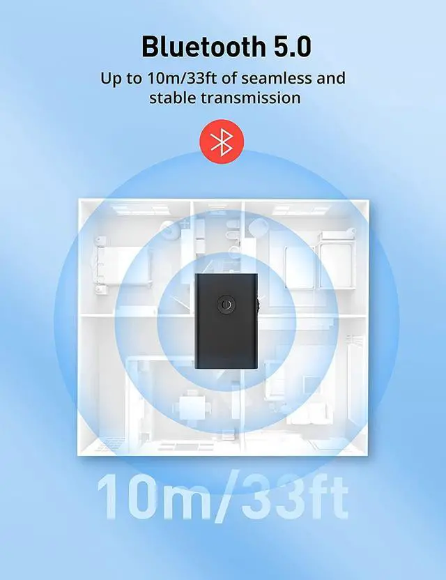 Alt view image 5 of 7 - V5.0 Bluetooth Transmitter Receiver for TV PC, 2-in-1 AUX Audio Adapter, Wireless 3.5mm Bluetooth Adapter for Headphones/Car/Home Stereo/Switch/Speakers, Simultaneously Pair 2 Devices