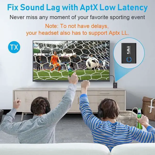 Alt view image 5 of 7 - 1Mii Bluetooth 5.3 Transmitter Receiver for TV, Bluetooth Adapter for TV aptX Low Latency Dual Link, 3.5mm Bluetooth Audio Transmitter for MP3 Airplanes Boats Treadmill Gaming