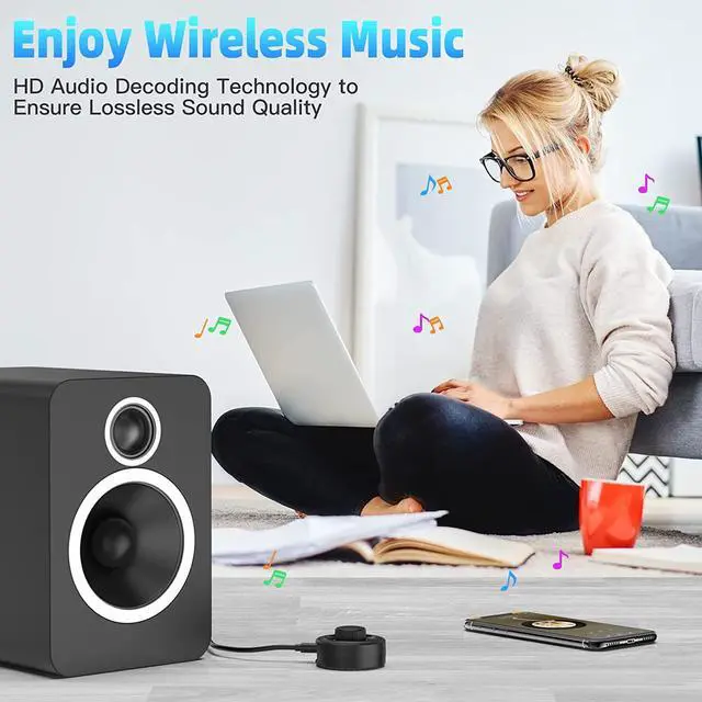 Alt view image 3 of 7 - Bluetooth 5.2 Receiver for Home Stereo 3.5mm AUX Bluetooth Audio Adapter for HiFi Music Streaming Low Latency & Built-in Mic Receiver for Car Radio/Wired Speakers/Wireless Audio Streamer