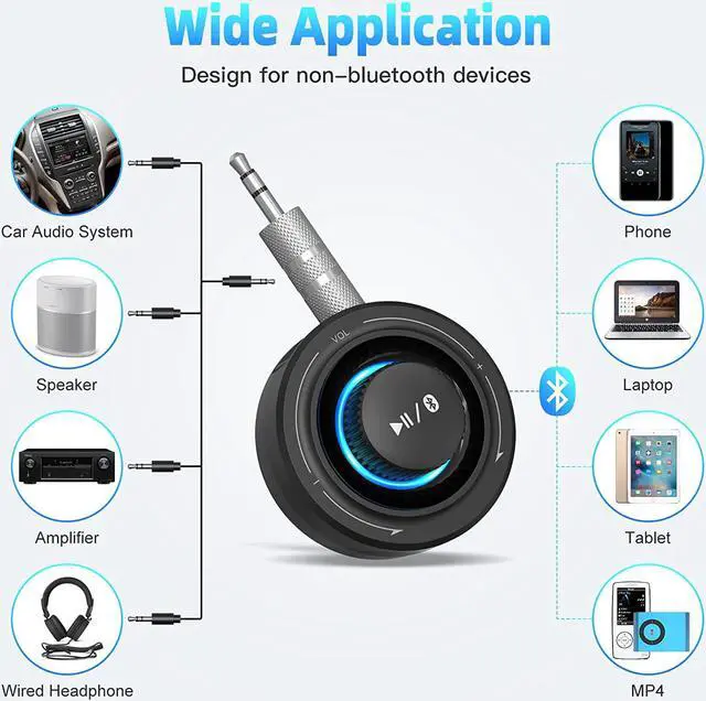 Alt view image 2 of 7 - Bluetooth 5.2 Receiver for Home Stereo 3.5mm AUX Bluetooth Audio Adapter for HiFi Music Streaming Low Latency & Built-in Mic Receiver for Car Radio/Wired Speakers/Wireless Audio Streamer