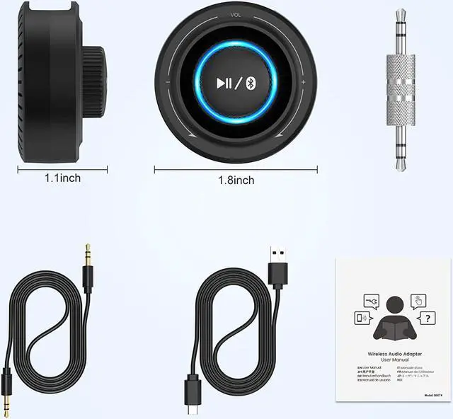 Alt view image 7 of 7 - Bluetooth 5.2 Receiver for Home Stereo 3.5mm AUX Bluetooth Audio Adapter for HiFi Music Streaming Low Latency & Built-in Mic Receiver for Car Radio/Wired Speakers/Wireless Audio Streamer