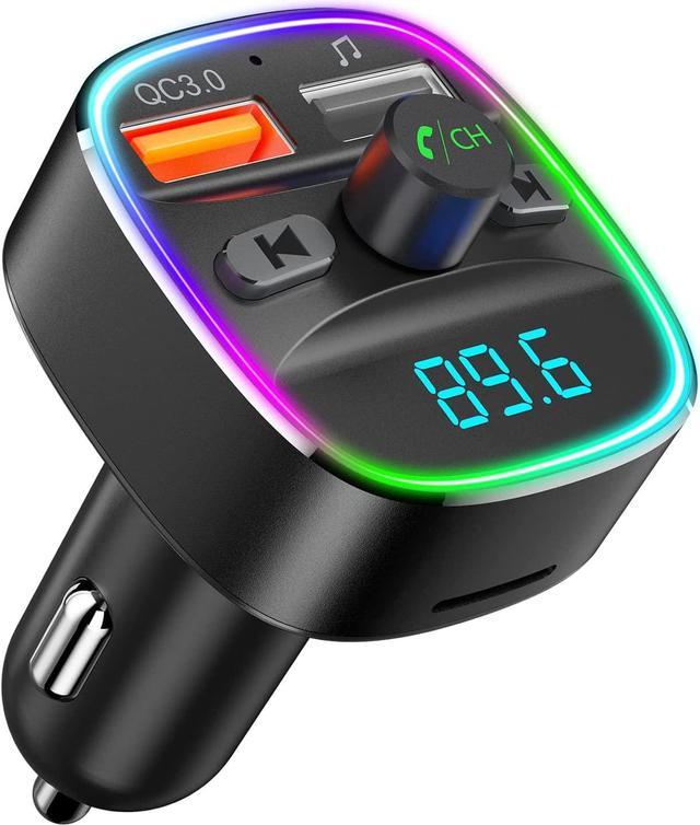 Nulaxy Bluetooth FM Transmitter for Car Bluetooth Car Adapter with Dual USB Charging Car Charger MP3 Player Support TF Card USB Disk Hands Free Calling 7 Colors Led Backlit Light Newegg