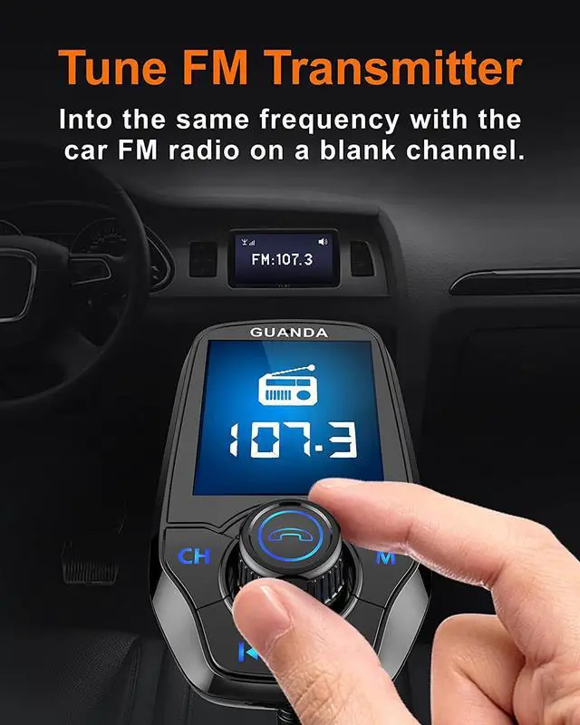 Alt view image 4 of 7 - Upgraded Bluetooth FM Transmitter for Car, Wireless Radio Adapter Kit W 1.8" Color Display Hands-Free Call AUX in/Out SD/TF Card USB Fast Charge 18W for All Smartphones Audio Players - Black