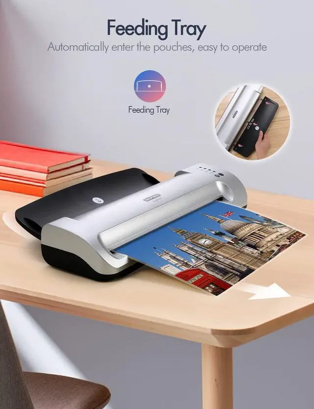 Alt view image 2 of 7 - Laminator Machine, SINOPUREN 13-inch Thermal Laminator, with Paper Trimmer, Corner Rounder, 10 Pouches Sheets, Quick Warm-Up, Cold and Hot Laminating for Home/School/Office