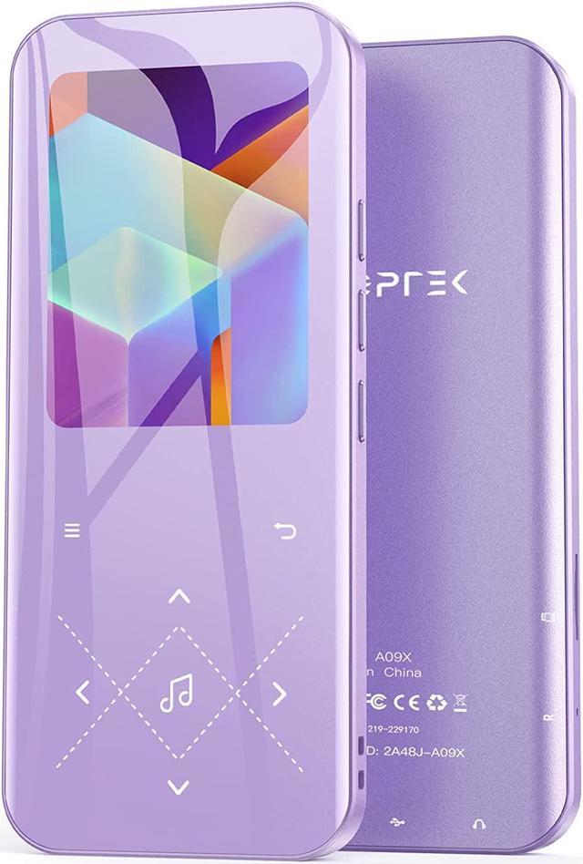 32GB MP3 Player with Bluetooth 5.3, AGPTEK A09X 2.4 Screen Portable Music  Player with Speaker Lossless Sound with FM Radio, Voice Recorder, Supports  up to 128GB, Purple 
