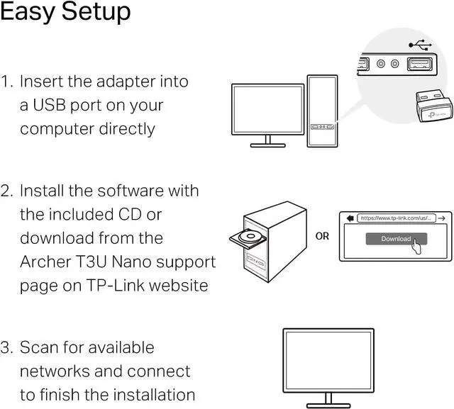 Alt view image 7 of 7 - Nano USB WiFi Adapter for PC(Archer T3U Nano)-AC1300 2.4G/5G Dual-Band Wireless Network Transceiver Adapter for Desktop PC Travel Size Supports Windows 11 10 8.1 8 7 / up to Mac OS 10.15