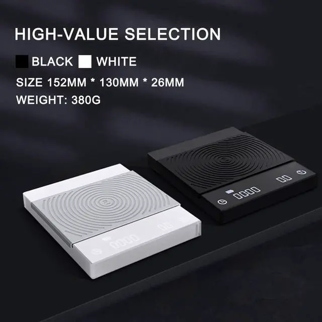 Alt view image 2 of 7 - Coffee Gram Scale, Hand Drip,Espresso Coffee Scale,Weigh Digital Coffee Scale with Timer,2000 Grams(White)