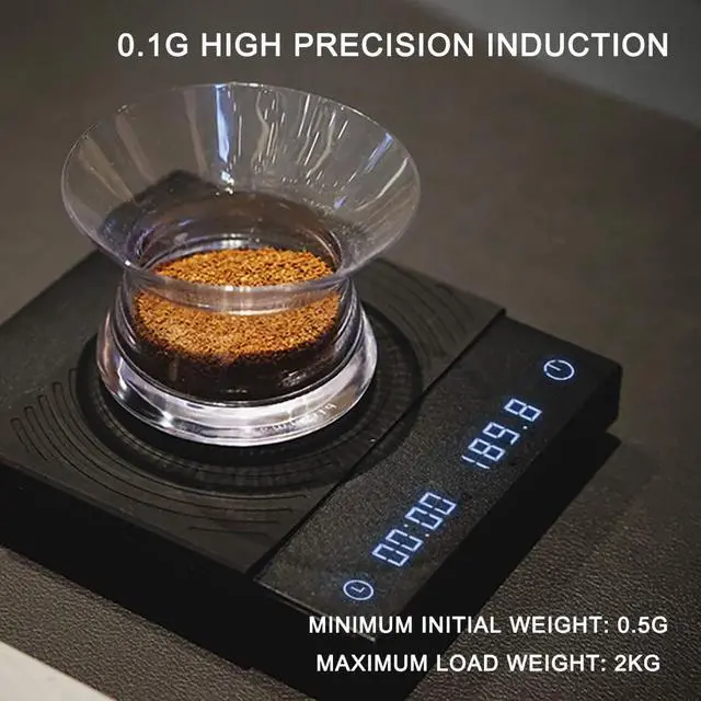 Alt view image 3 of 7 - Coffee Gram Scale, Hand Drip,Espresso Coffee Scale,Weigh Digital Coffee Scale with Timer,2000 Grams(White)