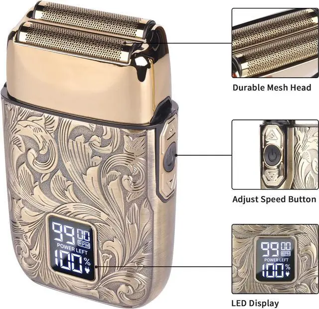Alt view image 3 of 7 - Ufree 3-Speed Electric Shavers for Bald Men, Close Shave Electric Razor Head Shavers with Double Foil, Barber Supplies Beard Trimmer, Gifts for Men