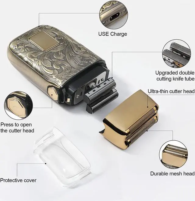 Alt view image 5 of 7 - Ufree 3-Speed Electric Shavers for Bald Men, Close Shave Electric Razor Head Shavers with Double Foil, Barber Supplies Beard Trimmer, Gifts for Men