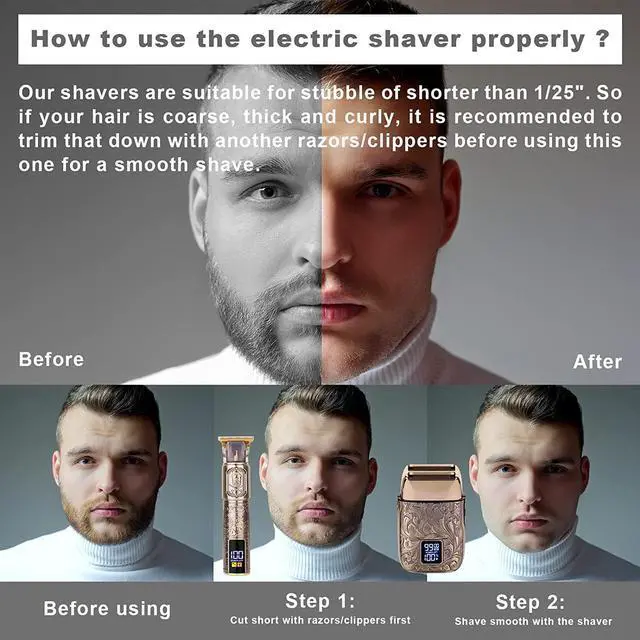 Alt view image 7 of 7 - Ufree 3-Speed Electric Shavers for Bald Men, Close Shave Electric Razor Head Shavers with Double Foil, Barber Supplies Beard Trimmer, Gifts for Men