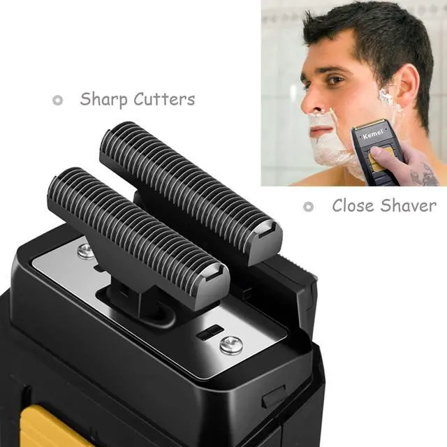 Alt view image 5 of 7 - Kemei Cordless Metal Double Electric Shaver Razor for Men Close Electric Shavers, Type-C Rechargeable for Wet/Dry Shaving