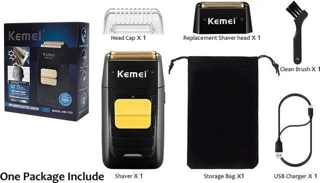 Alt view image 6 of 7 - Kemei Cordless Metal Double Electric Shaver Razor for Men Close Electric Shavers, Type-C Rechargeable for Wet/Dry Shaving