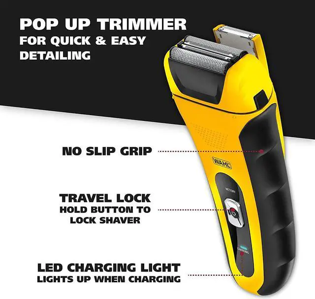 Alt view image 4 of 7 - Wahl Waterproof Rechargeable Electric Shaver with Precision Trimmer for Men's Beard Shaving and Grooming, Long Run Time and Quick Charge - Model 7061-100
