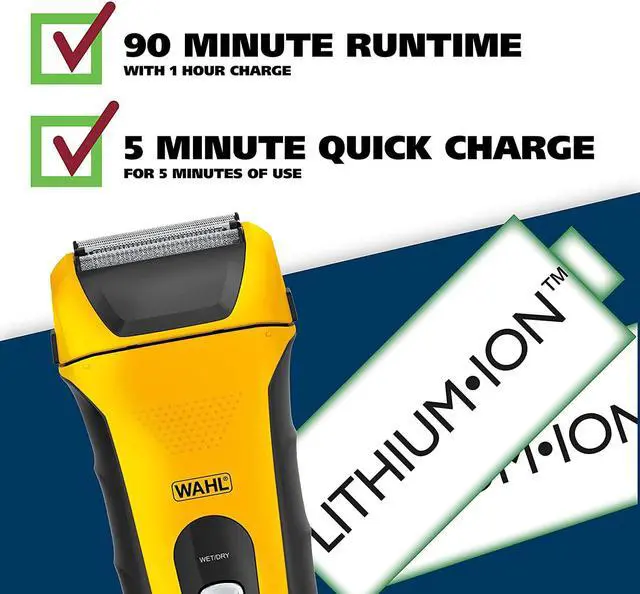 Alt view image 5 of 7 - Wahl Waterproof Rechargeable Electric Shaver with Precision Trimmer for Men's Beard Shaving and Grooming, Long Run Time and Quick Charge - Model 7061-100