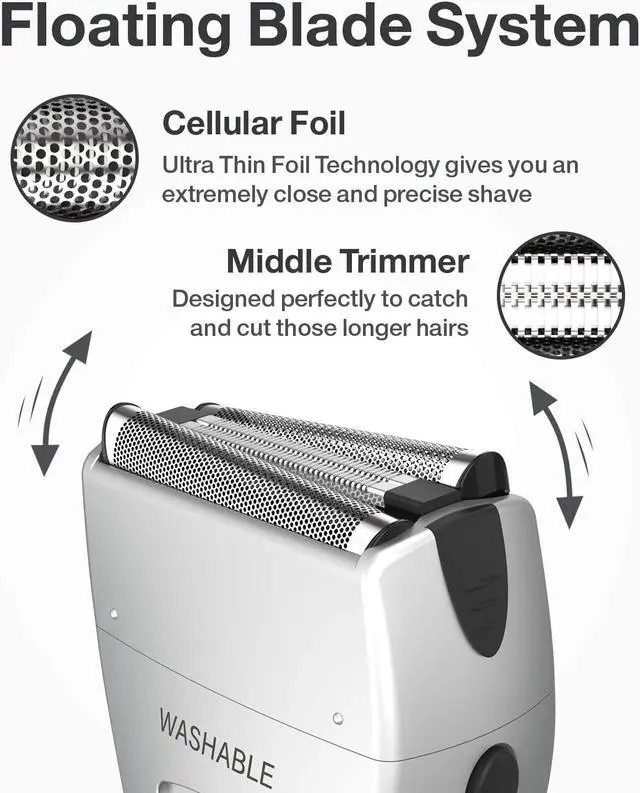 Alt view image 2 of 7 - Foil Shaver for Men, Electric Razor for Men, Wet/Dry IPX7 Waterproof Electric Shavers for Men with Pop-up Beard Trimmer, Cordless Rechargeable Mens Razor - YS5800 Silver & Black