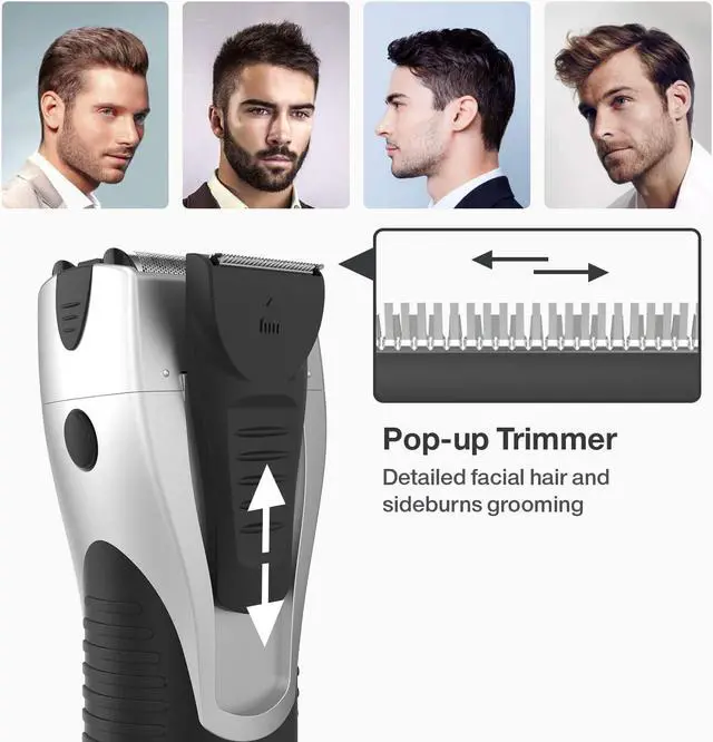 Alt view image 3 of 7 - Foil Shaver for Men, Electric Razor for Men, Wet/Dry IPX7 Waterproof Electric Shavers for Men with Pop-up Beard Trimmer, Cordless Rechargeable Mens Razor - YS5800 Silver & Black