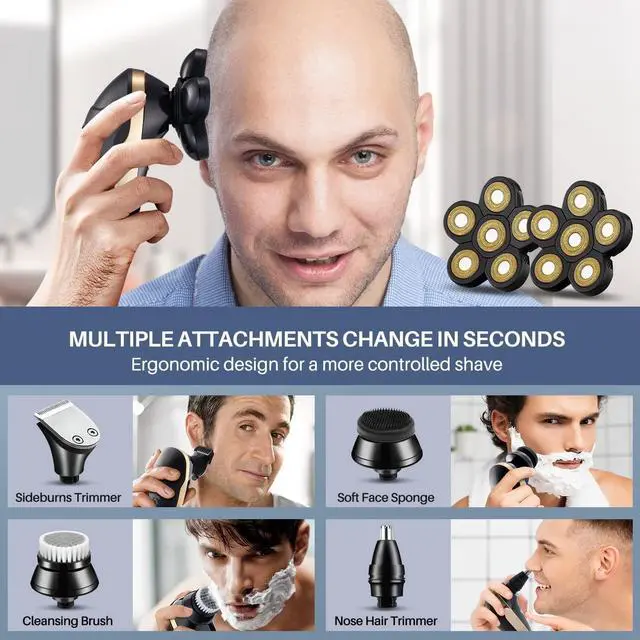 Alt view image 7 of 7 - Head Shavers for Bald Men Rotary Electric Razor Cordless Shaver for Men Multifunctional Electric Razors for Bald Men Waterproof Mens Head Razor Rechargeable Razors for Bald Man