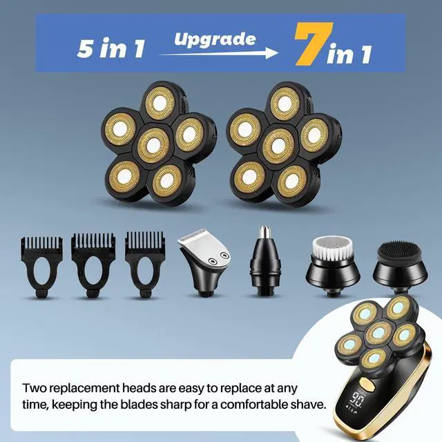 Alt view image 6 of 7 - Head Shavers for Bald Men Rotary Electric Razor Cordless Shaver for Men Multifunctional Electric Razors for Bald Men Waterproof Mens Head Razor Rechargeable Razors for Bald Man