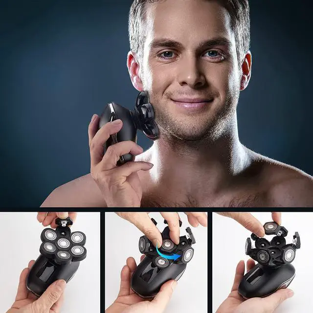 Alt view image 4 of 7 - Electric Head Shavers for Bald Men, Upgraded 7 Floating Heads,Head Razors with Nose&Ear Trimmer,Bald Head Shavers for Men, LED Display, 90 Mins Run time, Travle Lock