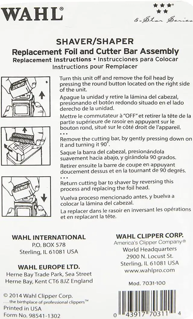 Alt view image 6 of 7 - Wahl Professional 5 Star Series Shaver Shaper Replacement Foil & Cutter Bar Assembly, Super Close, Gold