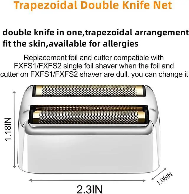 Alt view image 2 of 6 - 2 Pack Shaver Replacement Foil and Cutters Compatible with BaBylissPRO Double FXFS2 Metal Shaver foil Replacement,Silver