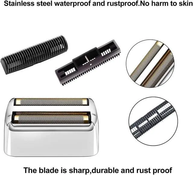 Alt view image 5 of 6 - 2 Pack Shaver Replacement Foil and Cutters Compatible with BaBylissPRO Double FXFS2 Metal Shaver foil Replacement,Silver