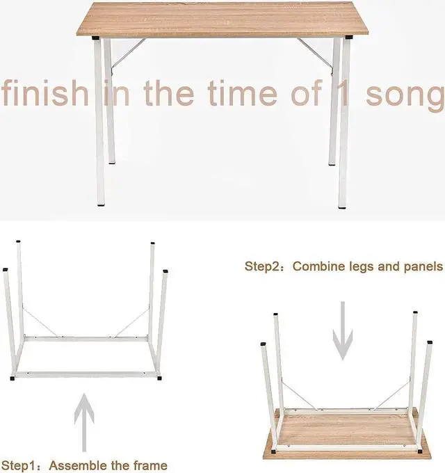Alt view image 7 of 7 - Small Computer Desk Study Writing Table for Home Office, I Shaped Black Modern Desk Office Laptop Desk Sturdy Work Table PC Wood Computer Table Gaming Desk with Black Metal Frame - 39.4L* 18.9W* 29.1H