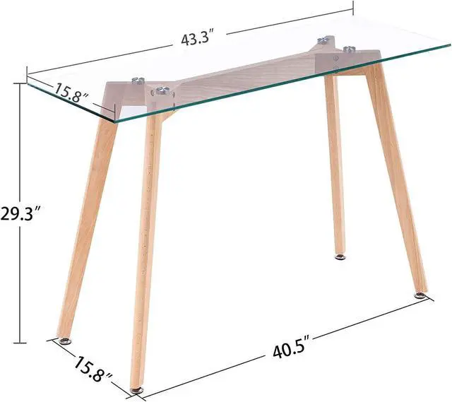 Alt view image 3 of 7 - ivinta Glass Console Table, Narrow Entryway Hallway Table Modern Foyer Table with Solid Wood Legs for Entryway Living Room