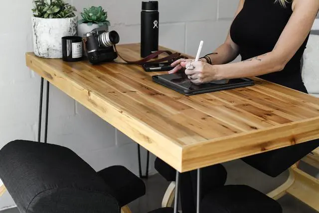 Alt view image 7 of 7 - Sleekform Folding Desk Lightweight Portable Wood Table, Small Wooden Foldable No Assembly Required
