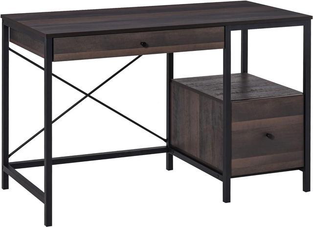 HOMCOM Industrial Writing Desk with L-Shaped Full Length Shelf