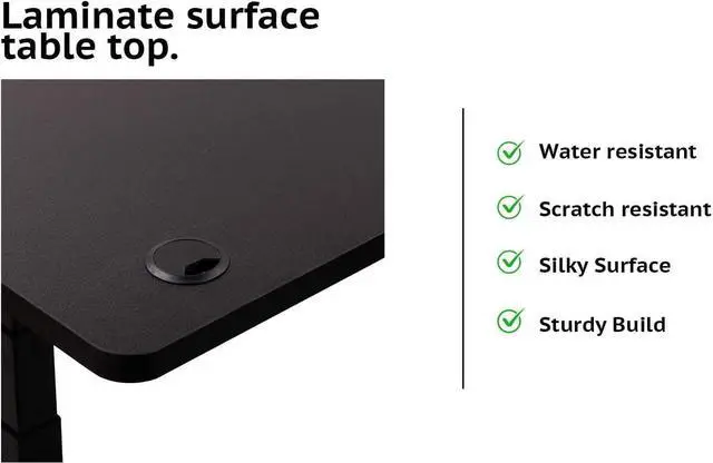 Alt view image 4 of 7 - UNICOO Melamine 55.1 x 27.6 Inch Universal Table Top for Standard and Sit to Stand Height Adjustable Home and Office Desk Frames (Tabletop 55 - Black)