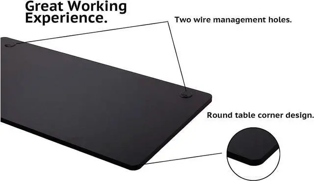 Alt view image 3 of 7 - UNICOO Melamine 55.1 x 27.6 Inch Universal Table Top for Standard and Sit to Stand Height Adjustable Home and Office Desk Frames (Tabletop 55 - Black)