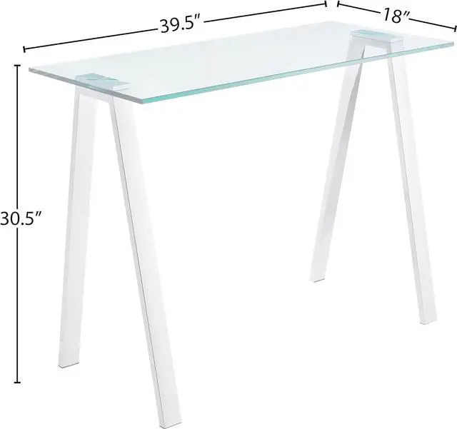 Alt view image 3 of 5 - Cortesi Home Trixie Glass Top Desk/Console Table with Stainless Steel Frame, 40"