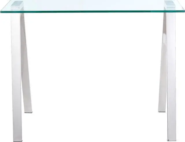 Alt view image 4 of 5 - Cortesi Home Trixie Glass Top Desk/Console Table with Stainless Steel Frame, 40"