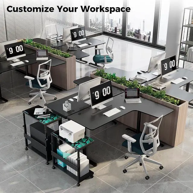 Alt view image 7 of 7 - L Shaped Gaming Desk, 60 Inch L60 Home Office Corner PC Computer Gamer Table Large Writing Workstation Gifts w Mouse Pad Cable Management, Se Saving, Easy to Assemble, Right Black