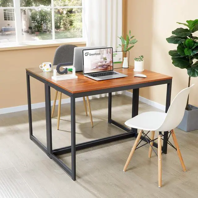 Alt view image 6 of 7 - GreenForest Computer Desk for Small Space Modern Home Office Computer Desk 40 Inch Simple PC Laptop Study Table Workstation, Brown