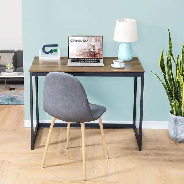 Alt view image 2 of 7 - GreenForest Computer Desk for Small Space Modern Home Office Computer Desk 40 Inch Simple PC Laptop Study Table Workstation, Brown