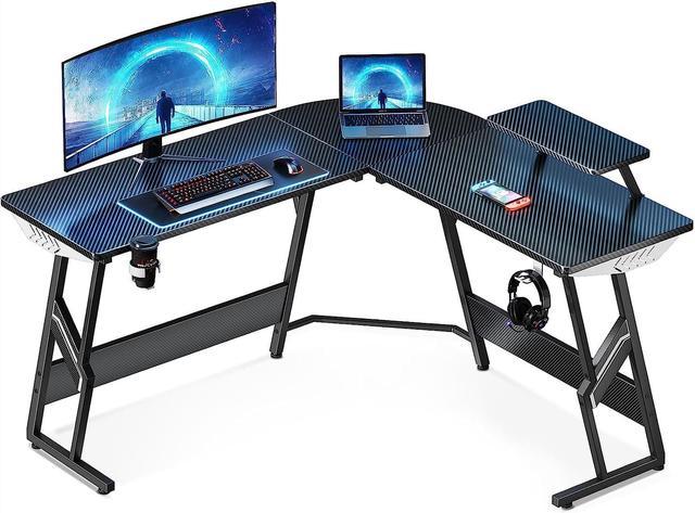 Motpk 51 Inch L-shaped Carbon Fiber Computer Gaming Desk With