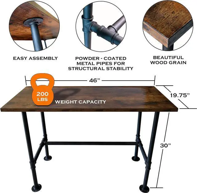 Alt view image 3 of 7 - Industrial Pipe Desk Work From Home Set Up, Rustic Industrial Desk Home, Rustic Pipe Table With Industrial Pipe Desk Industrial Computer Desk Workstation Metal Industrial Desk Style Modern Study Desk
