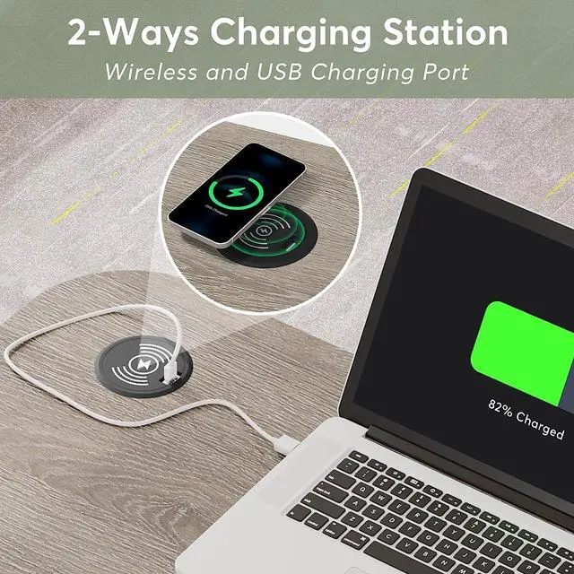 Alt view image 7 of 7 - Tribesigns Portable Desk with Power Outlets, Height Adjustable Side Table Sofa Couch Bedside Laptop Computer Cart with USB Charging Ports, Mobile Small Standing Desk with Keyboard Tray