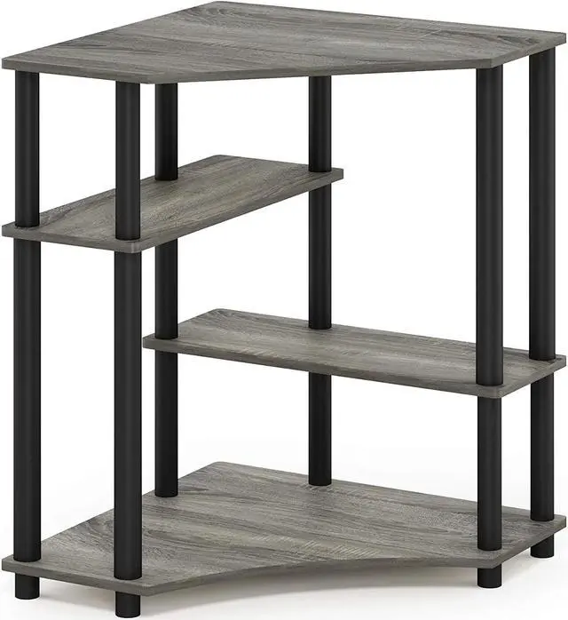 Alt view image 5 of 6 - FURINNO Turn-N-Tube Space Saving Corner Desk, French Oak Grey/Black