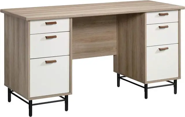 Main image of Sauder Anda Norr Executive Desk, L: 56.3" x W: 22.13" x H: 29.53", Sky Oak Finish