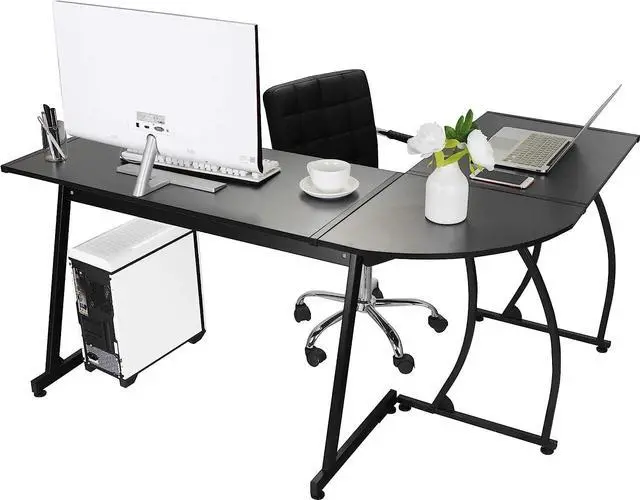 Main image of ZENY 58'' L-Shaped Gaming Desk Computer Corner Desk Reversible Table Home Office Desk PC Workstation Study Writing Desk Wood & Steel